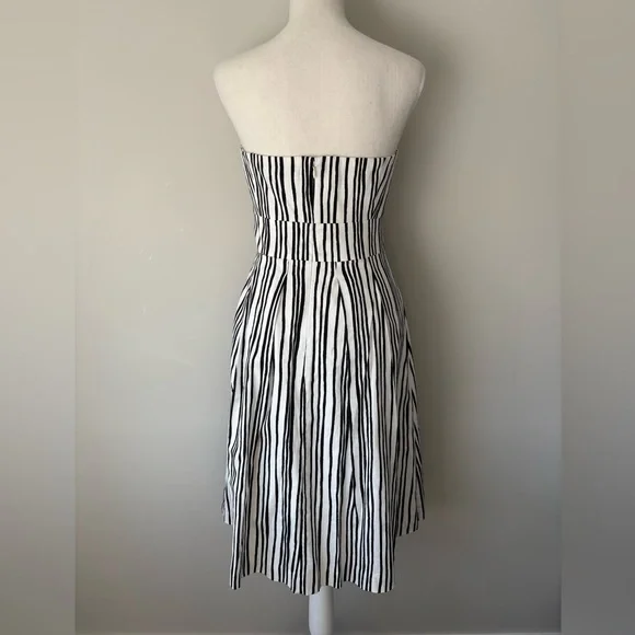 Club Monaco Aviva Strapless Black White Stripe Midi Dress NWT - Picture 4 of 13